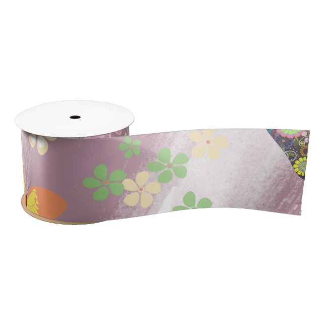 Butterfly Pattern 7 Satin Ribbon (Spool)