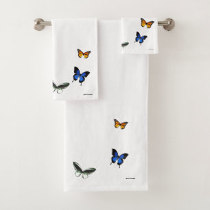 Butterfly Pattern Bathroom Towel Set