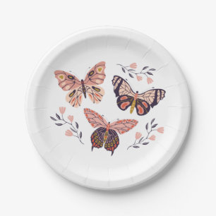 Butterfly Pattern Birthday Paper Plates
