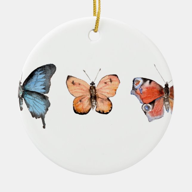 Butterfly Pattern Ceramic Tree Decoration (Front)