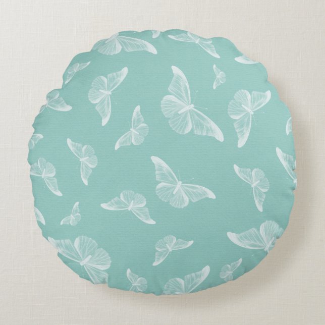 Butterfly pattern digital paper round cushion (Front)