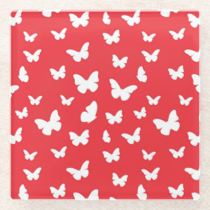 Butterfly pattern glass coaster