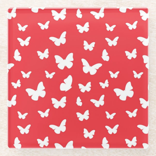 Butterfly pattern glass coaster (Front)