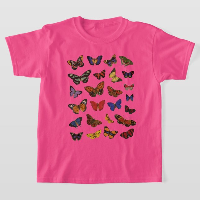Butterfly Pattern – Nature-Inspired Botanical T-Shirt (Laydown)