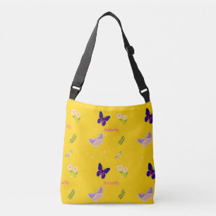 Butterfly pattern on yellow crossbody bag