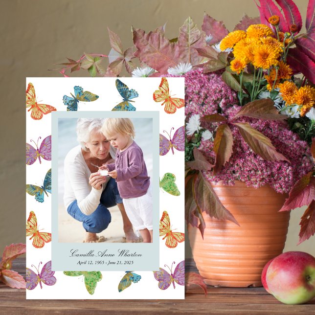 Butterfly Pattern Photo Memorial Folded Program Programme (Creator Uploaded)