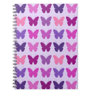 Butterfly Pattern Pinks Purples Mauves Spiral Notebook