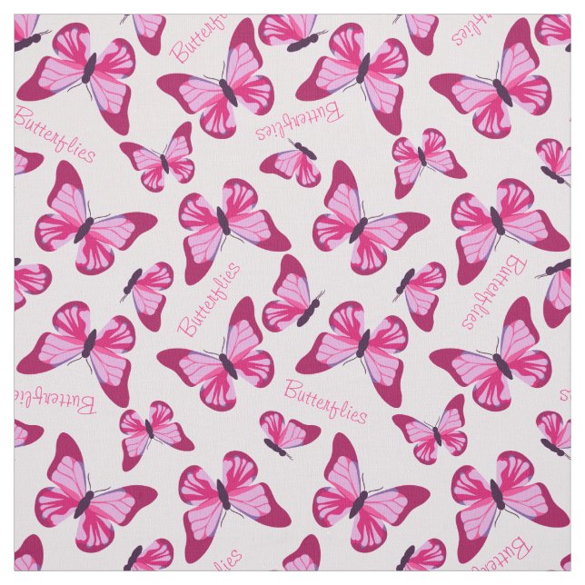 Butterfly Pattern Pretty Pink Purple Personalised Fabric (Swatch)