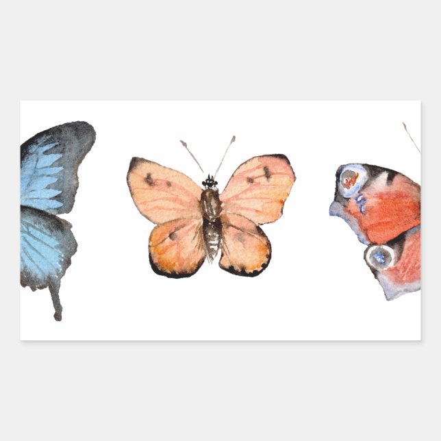 Butterfly Pattern Rectangular Sticker (Front)