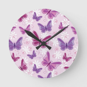 butterfly pattern round clock