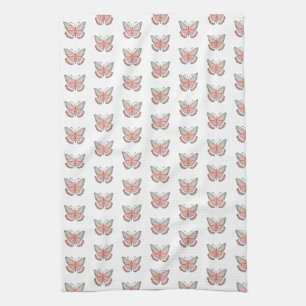 Butterfly Pattern Simple Modern Pink Tea Towel