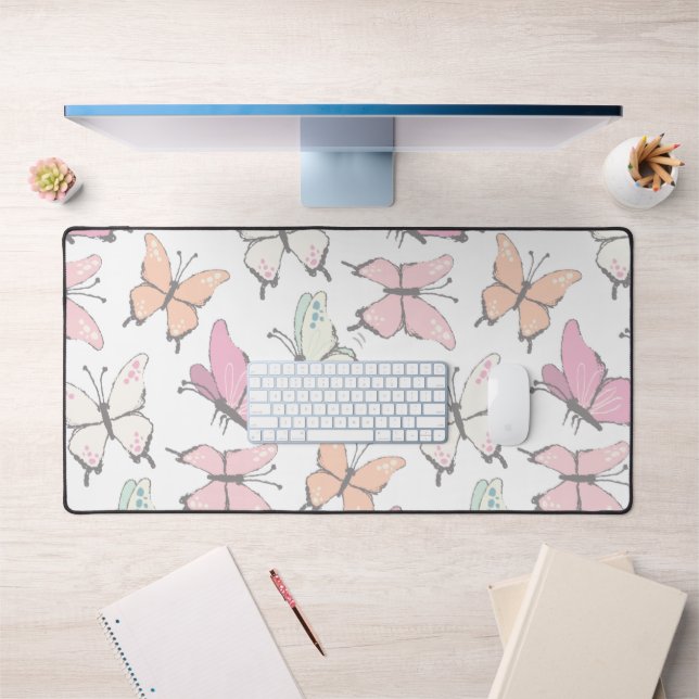 Butterfly Pattern soft colours Desk Mat (Office 1)