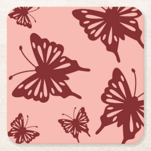 butterfly pattern square paper coaster