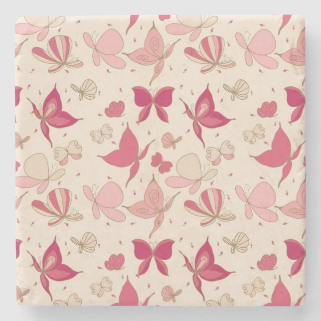 butterfly pattern stone coaster (Front)