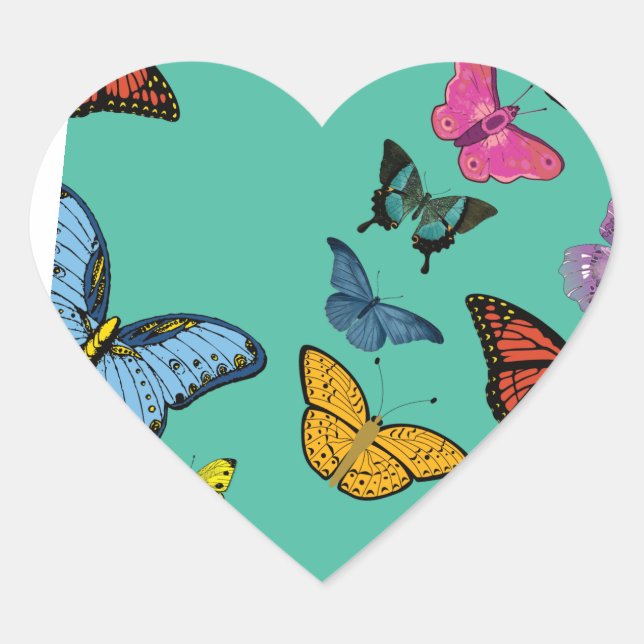 Butterfly pattern texture heart sticker (Front)