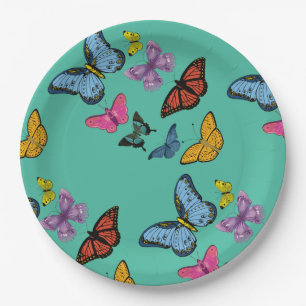 Butterfly pattern texture paper plate