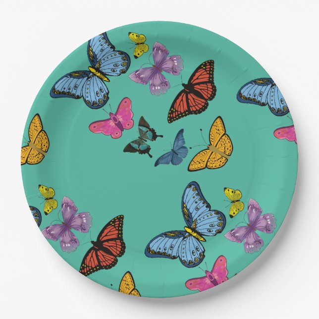 Butterfly pattern texture paper plate (Front)