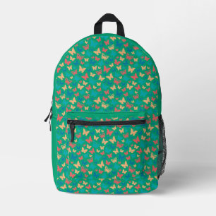 Butterfly pattern turquoise purple green printed backpack