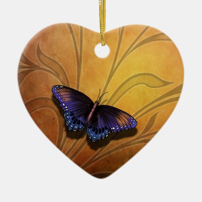 Butterfly Pause V2  Heart Ornament (Front)