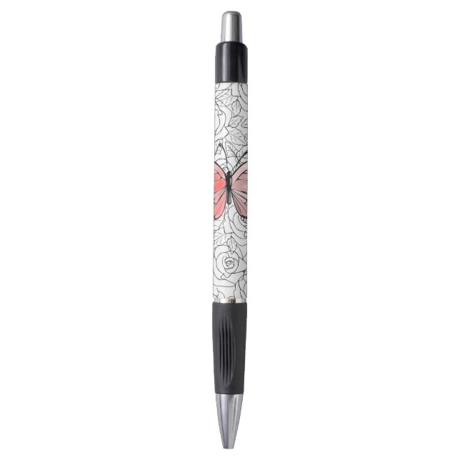 Butterfly Pen with Roses (Front Vertical)
