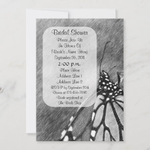 Butterfly Pencil Art Bridal Shower  Invitation