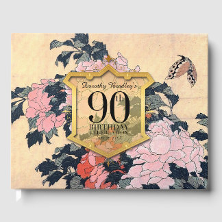 Butterfly Peonies 80th Birthday Celebration HCGB Guest Book