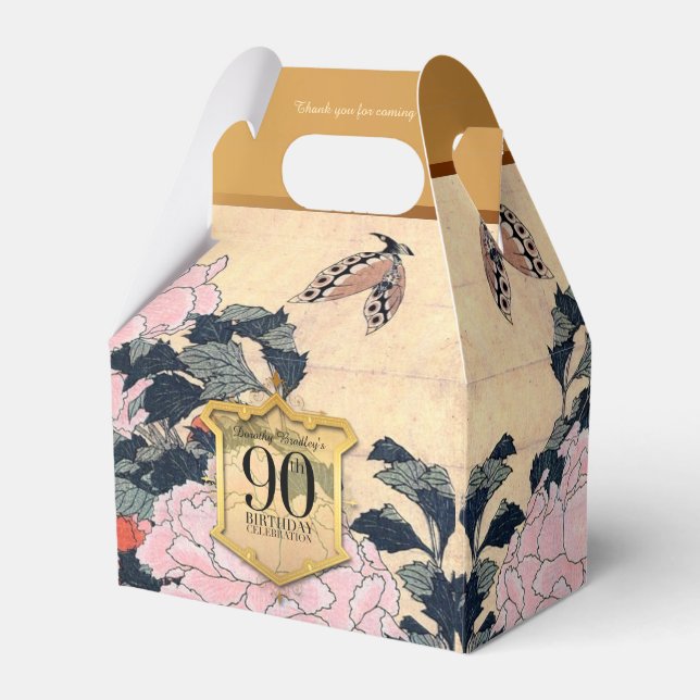 Butterfly Peonies 90th Birthday Thank You GFB Favour Box (Front Side)
