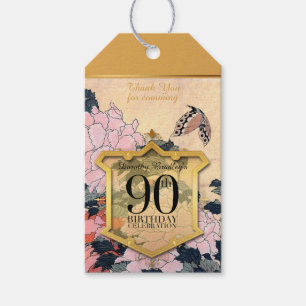 Butterfly Peonies 90th Birthday Thank You GTag Gift Tags