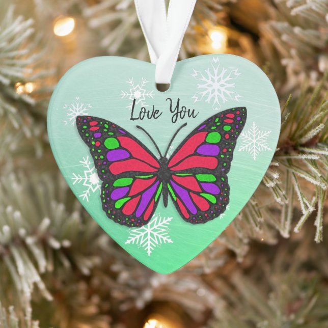 Butterfly Personal Message Christmas Keepsake Ornament (Tree)