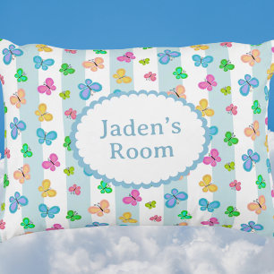 Butterfly Personalised Blue Stripe Decorative Cushion