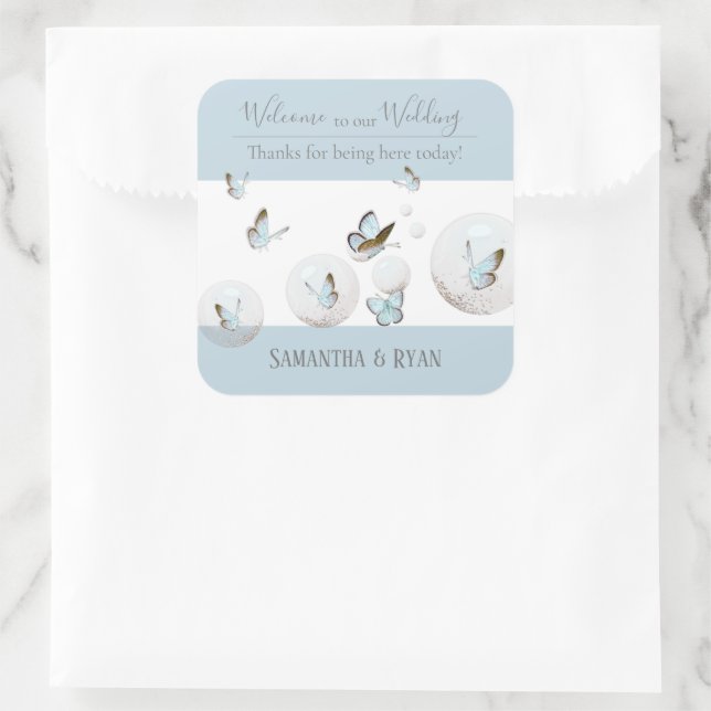 Butterfly Personalised Day of Wedding Stickers (Bag)