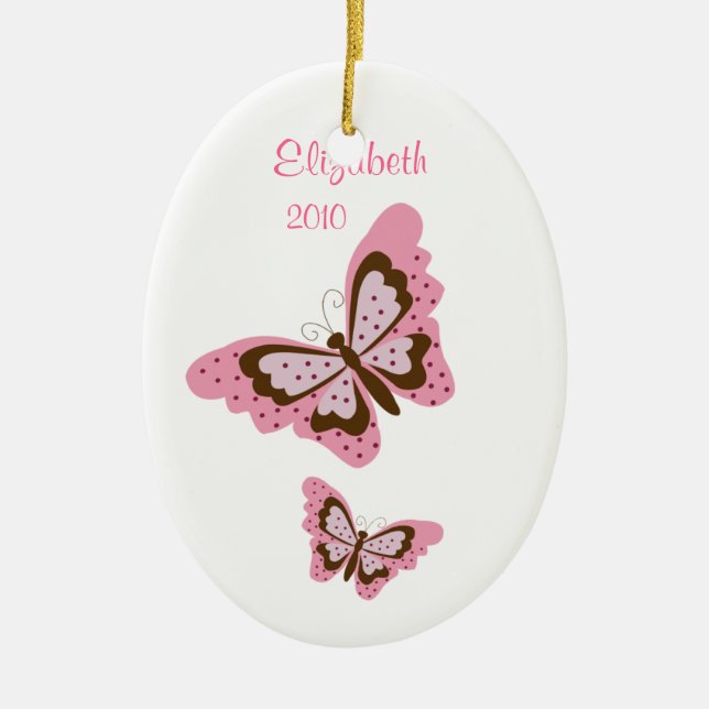 BUTTERFLY Personalised Name Christmas Ornament (Front)