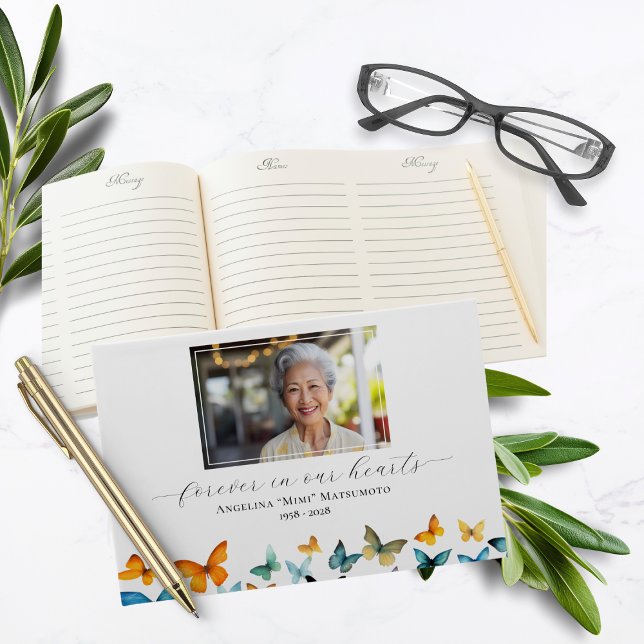 Butterfly Photo Funeral Guest Book - Simple (Creator Uploaded)