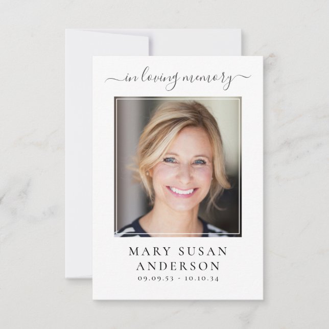 Butterfly Photo Funeral Memorial Prayer Card (Front)