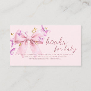 Butterfly Pink Bow Baby Shower Books for baby Enclosure Card
