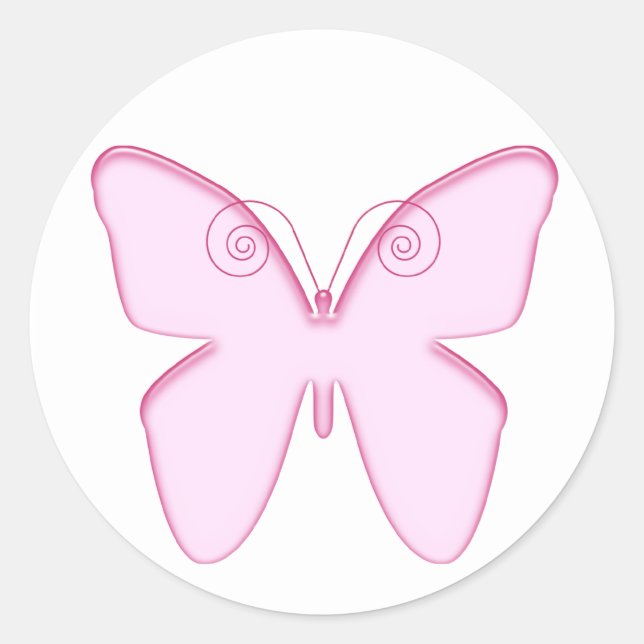 butterfly pink classic round sticker (Front)