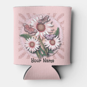 Butterfly Pink Daisy Can Cooler