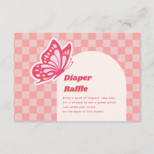 Butterfly Pink Diaper Raffle Baby Shower Enclosure Card