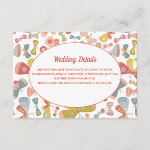 Butterfly Pink Green Wedding Details Enclosure Card