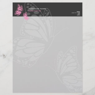 Butterfly Pink & Grey Elegant Modern Simple Customized Letterhead