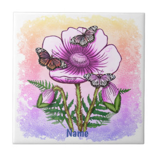 Butterfly Pink Poppy Tile