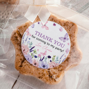 Butterfly Pink Purple Floral Garden Girl Birthday Classic Round Sticker