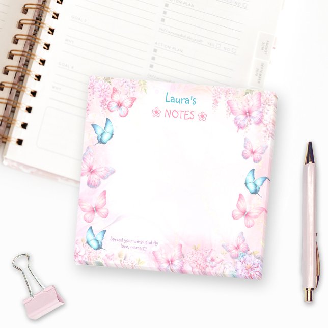 Butterfly Pink Purple Floral Name Post-it Notes (Butterfly Pink Purple Floral Name Post-it Notes)