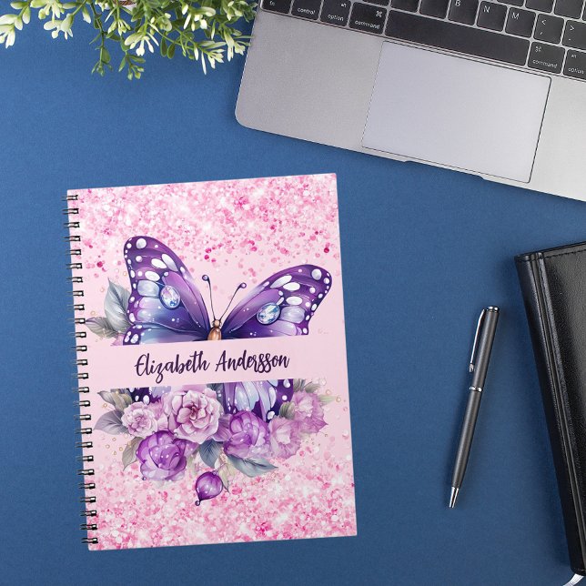 Butterfly pink purple flowers notebook (Creator Uploaded)
