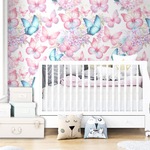 Butterfly Pink Purple Girl Kids Colourful Wallpaper