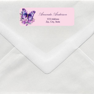 Butterfly pink purple return address
