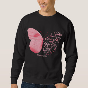 Butterfly Pink Ribbon Breast Cancer Religious Wome Sweatshirt