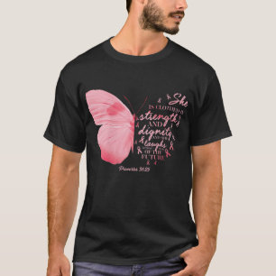 Butterfly Pink Ribbon Breast Cancer Religious Wome T-Shirt