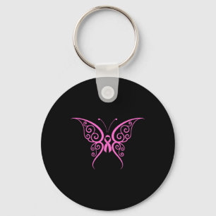 Butterfly Pink Ribbon Cute Breast Cancer Awareness Key Ring