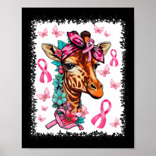 Butterfly Pink Ribbon Floral Breast Cancer Awarene Poster